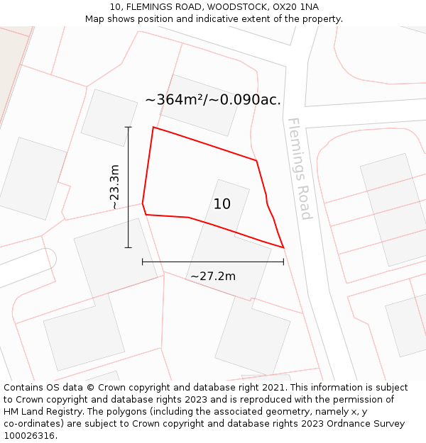 10, FLEMINGS ROAD, WOODSTOCK, OX20 1NA: Plot and title map