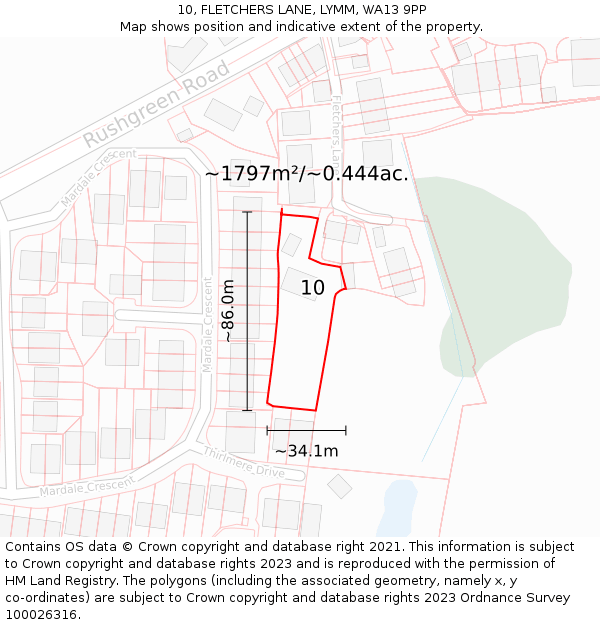 10, FLETCHERS LANE, LYMM, WA13 9PP: Plot and title map