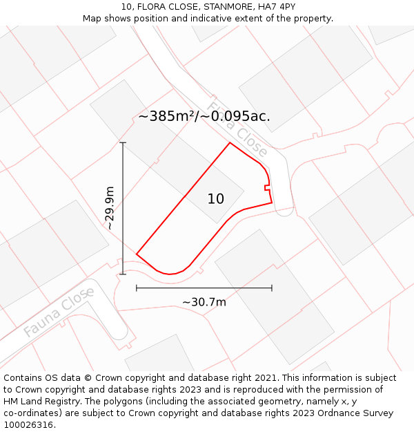 10, FLORA CLOSE, STANMORE, HA7 4PY: Plot and title map