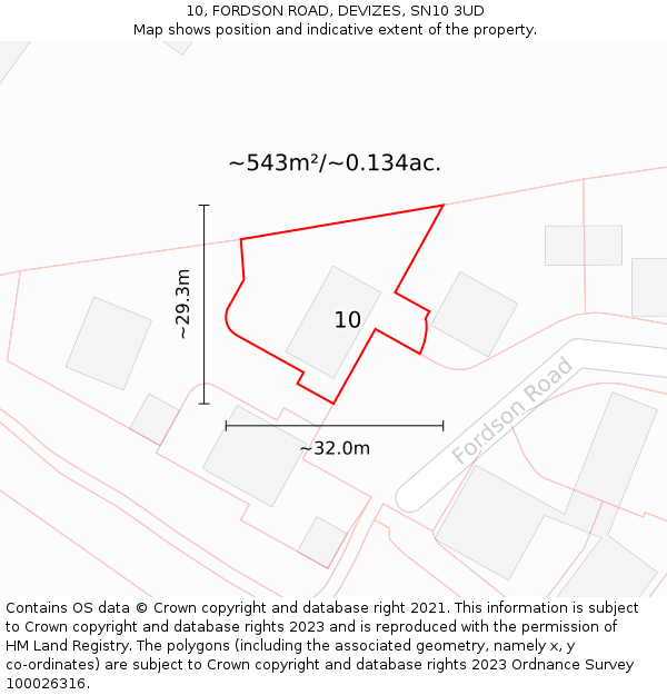 10, FORDSON ROAD, DEVIZES, SN10 3UD: Plot and title map