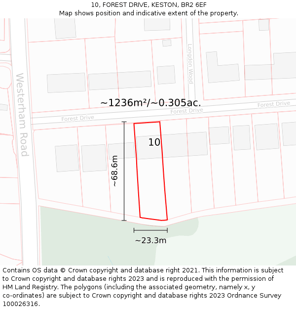 10, FOREST DRIVE, KESTON, BR2 6EF: Plot and title map