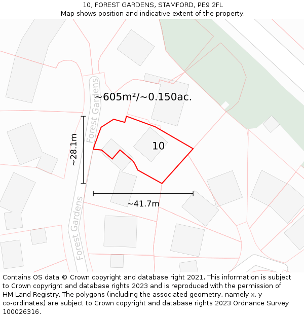 10, FOREST GARDENS, STAMFORD, PE9 2FL: Plot and title map