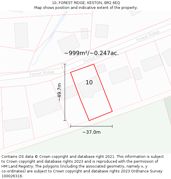10, FOREST RIDGE, KESTON, BR2 6EQ: Plot and title map