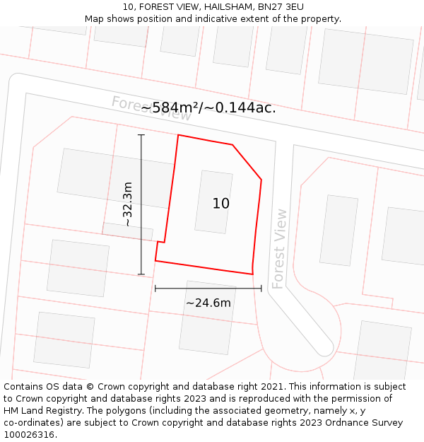 10, FOREST VIEW, HAILSHAM, BN27 3EU: Plot and title map