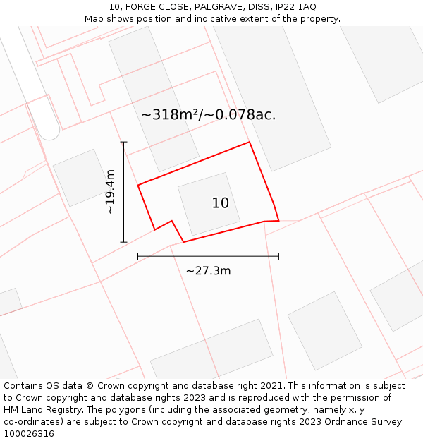10, FORGE CLOSE, PALGRAVE, DISS, IP22 1AQ: Plot and title map