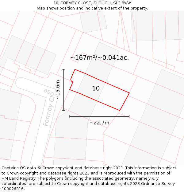 10, FORMBY CLOSE, SLOUGH, SL3 8WW: Plot and title map