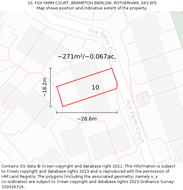 10, FOX FARM COURT, BRAMPTON BIERLOW, ROTHERHAM, S63 6FE: Plot and title map