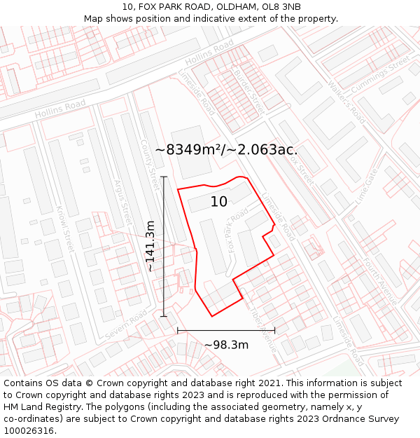 10, FOX PARK ROAD, OLDHAM, OL8 3NB: Plot and title map
