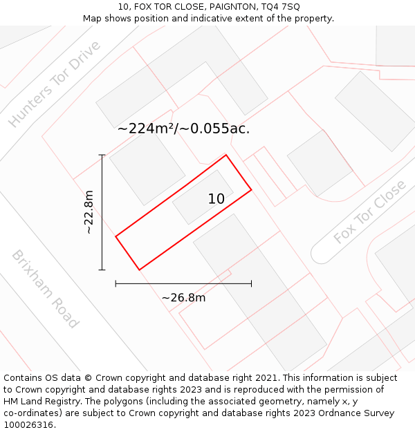 10, FOX TOR CLOSE, PAIGNTON, TQ4 7SQ: Plot and title map