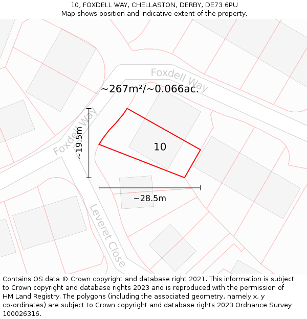 10, FOXDELL WAY, CHELLASTON, DERBY, DE73 6PU: Plot and title map