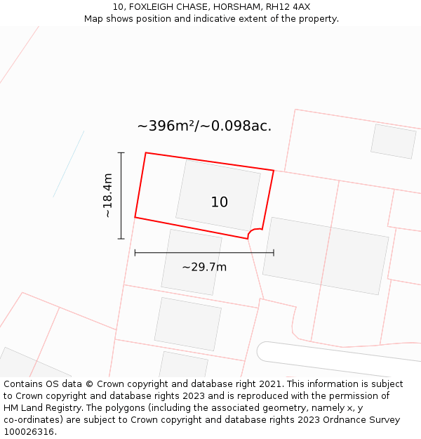 10, FOXLEIGH CHASE, HORSHAM, RH12 4AX: Plot and title map