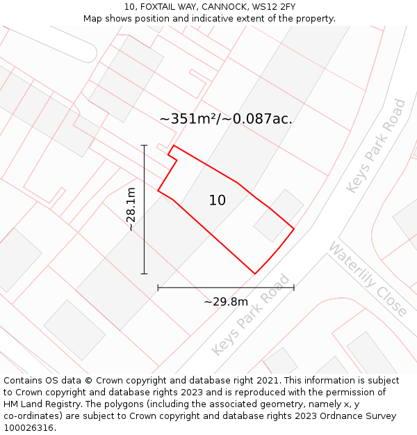 10, FOXTAIL WAY, CANNOCK, WS12 2FY: Plot and title map
