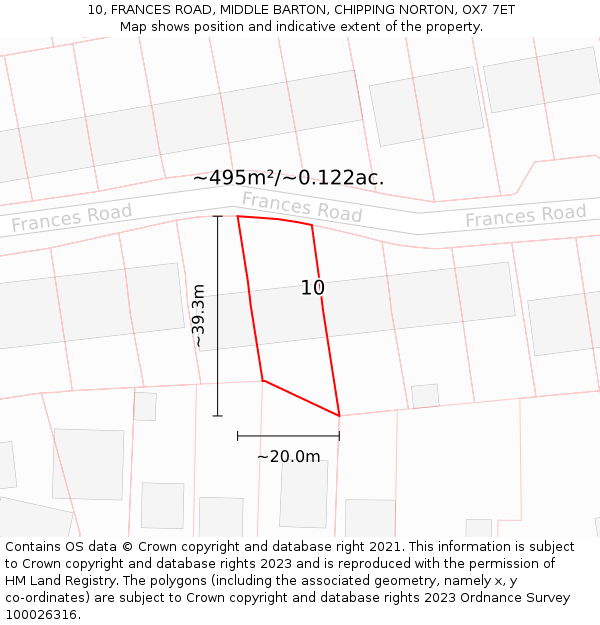 10, FRANCES ROAD, MIDDLE BARTON, CHIPPING NORTON, OX7 7ET: Plot and title map