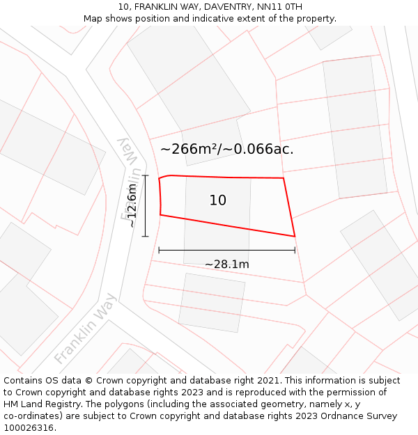 10, FRANKLIN WAY, DAVENTRY, NN11 0TH: Plot and title map