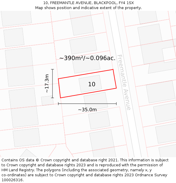 10, FREEMANTLE AVENUE, BLACKPOOL, FY4 1SX: Plot and title map