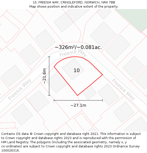 10, FREESIA WAY, CRINGLEFORD, NORWICH, NR4 7BB: Plot and title map