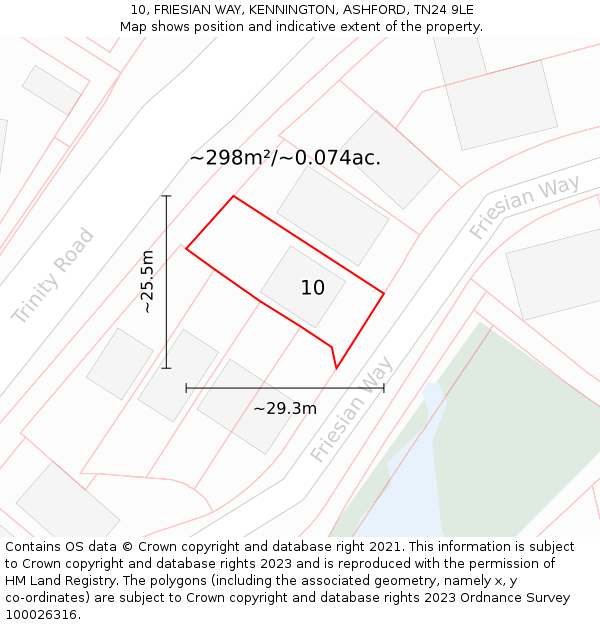 10, FRIESIAN WAY, KENNINGTON, ASHFORD, TN24 9LE: Plot and title map