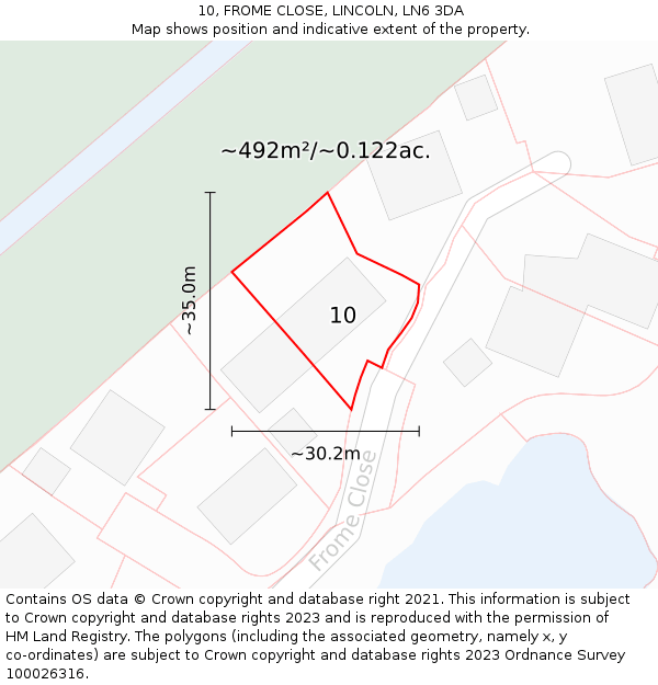 10, FROME CLOSE, LINCOLN, LN6 3DA: Plot and title map