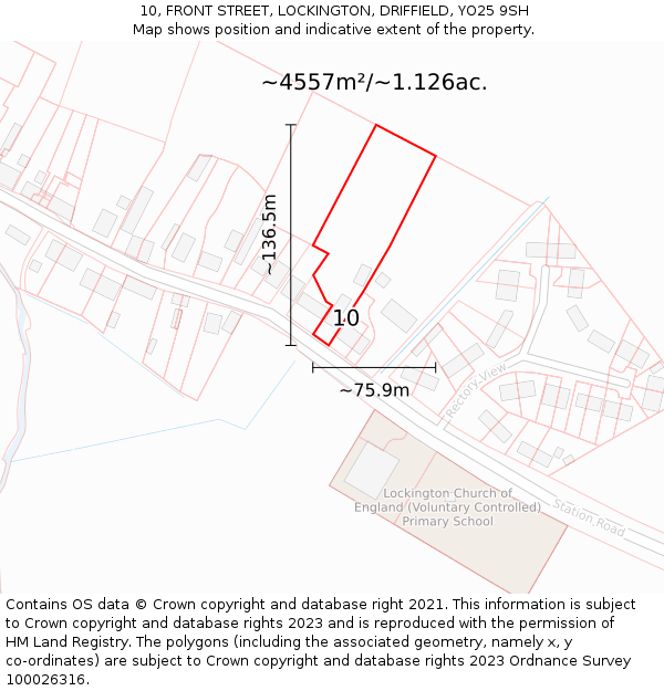 10, FRONT STREET, LOCKINGTON, DRIFFIELD, YO25 9SH: Plot and title map