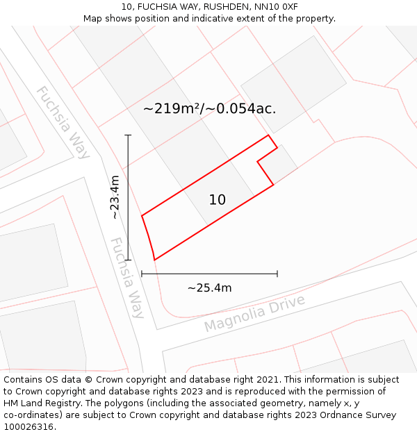 10, FUCHSIA WAY, RUSHDEN, NN10 0XF: Plot and title map