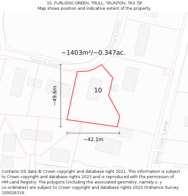 10, FURLONG GREEN, TRULL, TAUNTON, TA3 7JP: Plot and title map