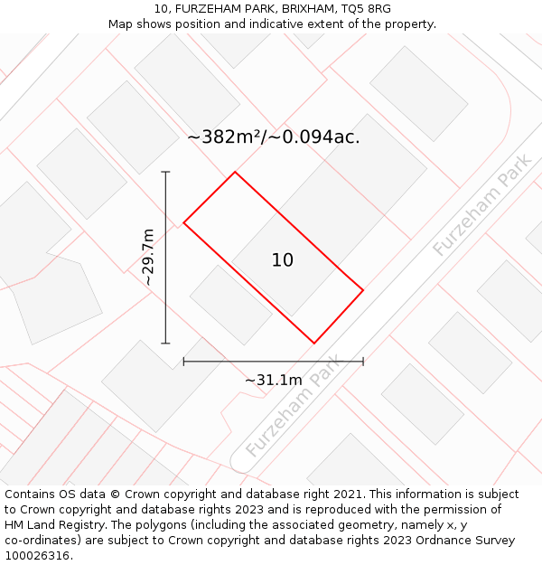 10, FURZEHAM PARK, BRIXHAM, TQ5 8RG: Plot and title map