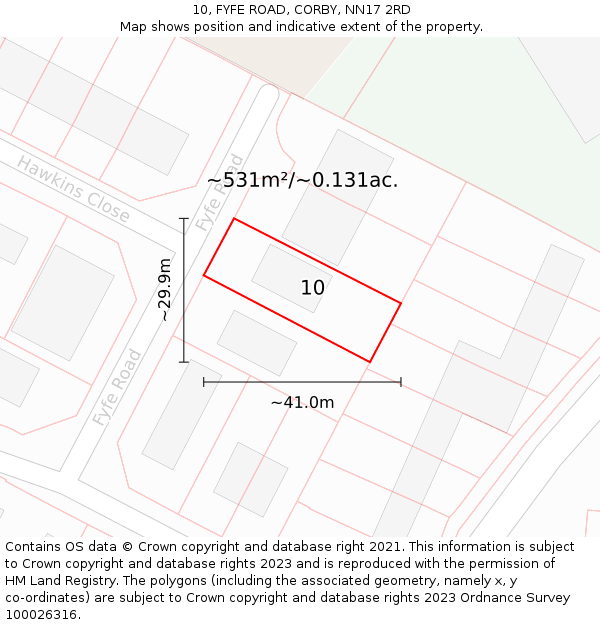 10, FYFE ROAD, CORBY, NN17 2RD: Plot and title map