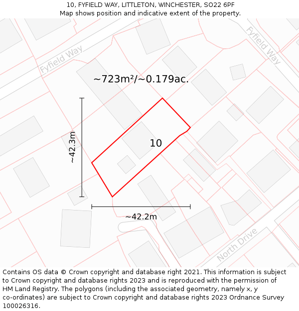 10, FYFIELD WAY, LITTLETON, WINCHESTER, SO22 6PF: Plot and title map