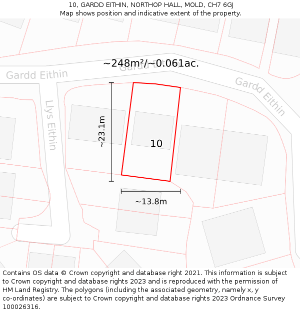 10, GARDD EITHIN, NORTHOP HALL, MOLD, CH7 6GJ: Plot and title map