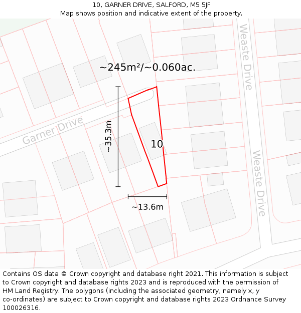 10, GARNER DRIVE, SALFORD, M5 5JF: Plot and title map
