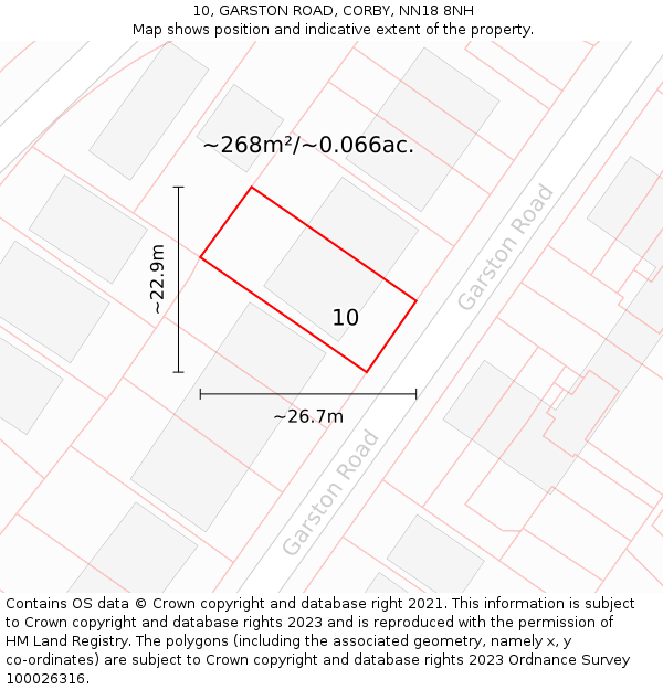 10, GARSTON ROAD, CORBY, NN18 8NH: Plot and title map