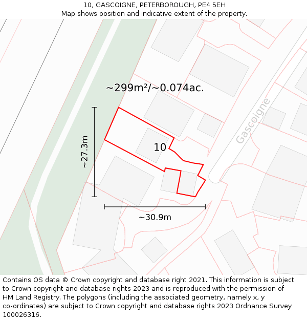 10, GASCOIGNE, PETERBOROUGH, PE4 5EH: Plot and title map
