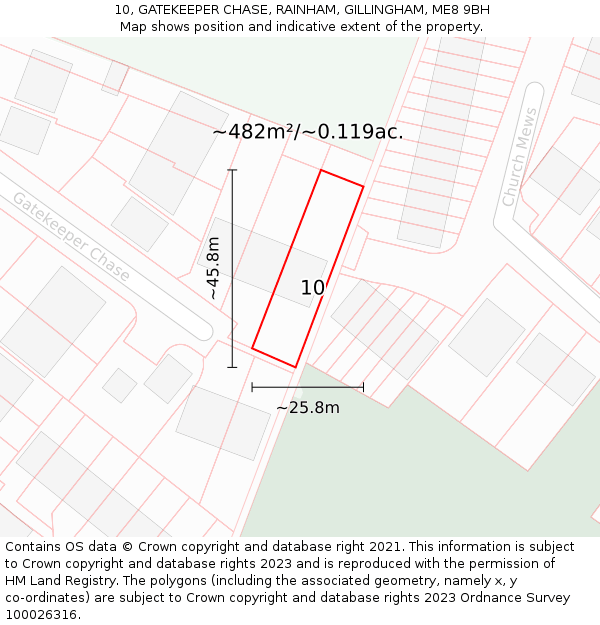 10, GATEKEEPER CHASE, RAINHAM, GILLINGHAM, ME8 9BH: Plot and title map