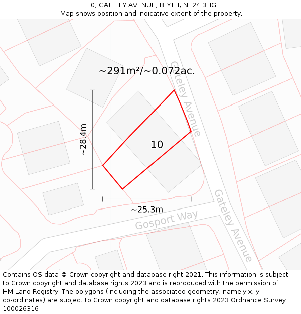 10, GATELEY AVENUE, BLYTH, NE24 3HG: Plot and title map
