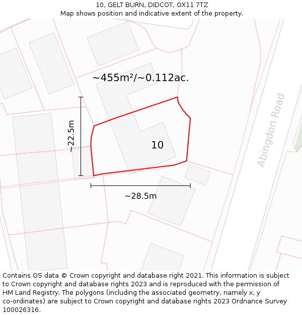 10, GELT BURN, DIDCOT, OX11 7TZ: Plot and title map