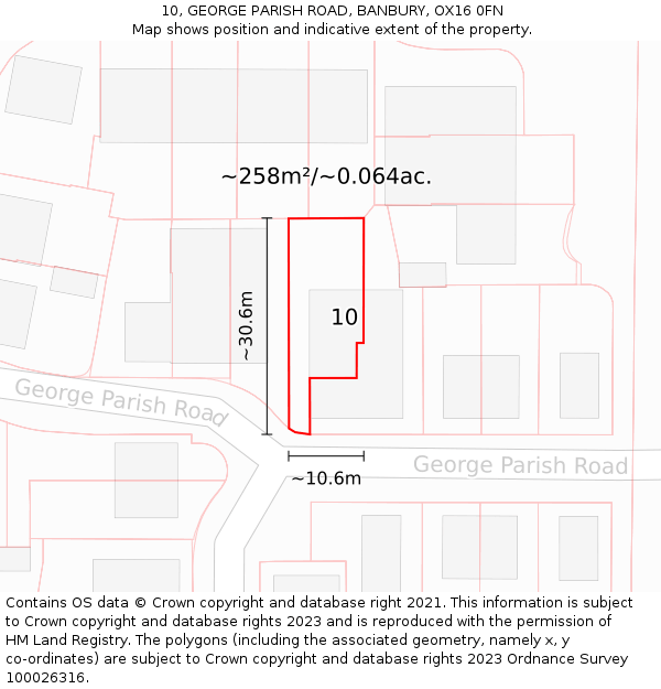 10, GEORGE PARISH ROAD, BANBURY, OX16 0FN: Plot and title map