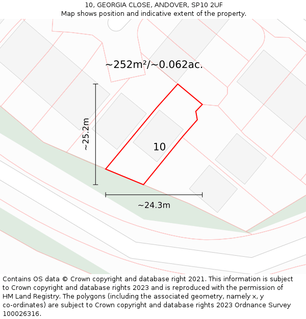 10, GEORGIA CLOSE, ANDOVER, SP10 2UF: Plot and title map