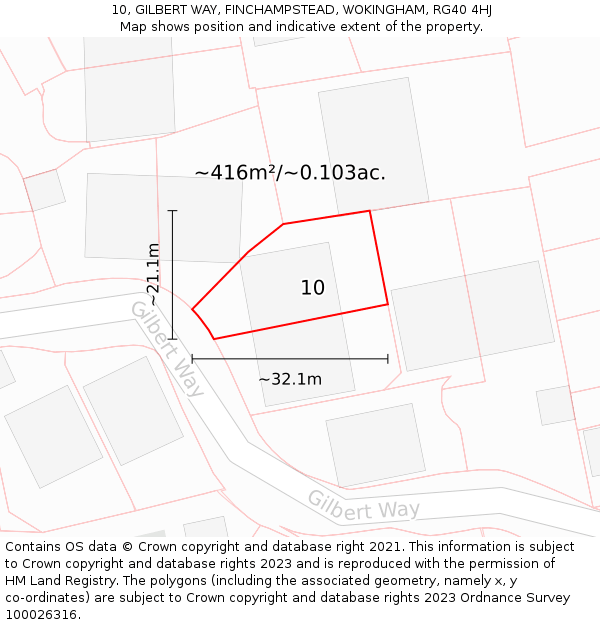 10, GILBERT WAY, FINCHAMPSTEAD, WOKINGHAM, RG40 4HJ: Plot and title map