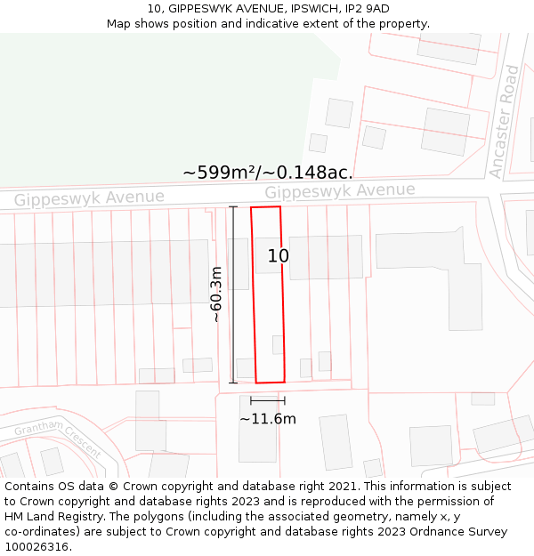 10, GIPPESWYK AVENUE, IPSWICH, IP2 9AD: Plot and title map
