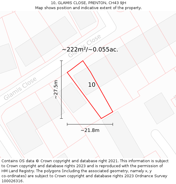 10, GLAMIS CLOSE, PRENTON, CH43 9JH: Plot and title map