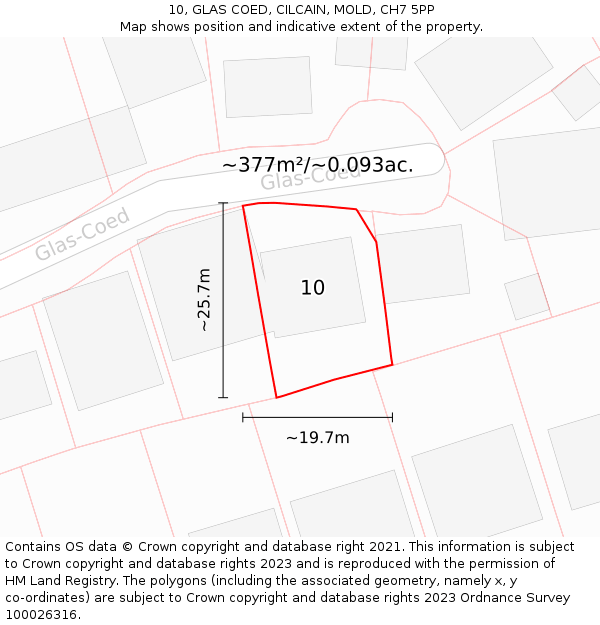 10, GLAS COED, CILCAIN, MOLD, CH7 5PP: Plot and title map