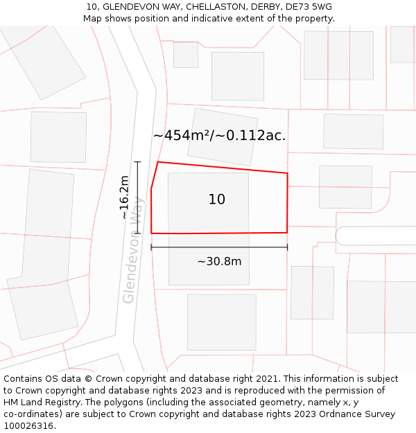 10, GLENDEVON WAY, CHELLASTON, DERBY, DE73 5WG: Plot and title map