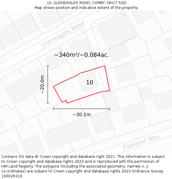 10, GLENEAGLES ROAD, CORBY, NN17 5GD: Plot and title map