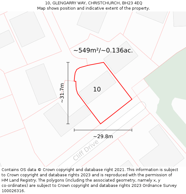 10, GLENGARRY WAY, CHRISTCHURCH, BH23 4EQ: Plot and title map