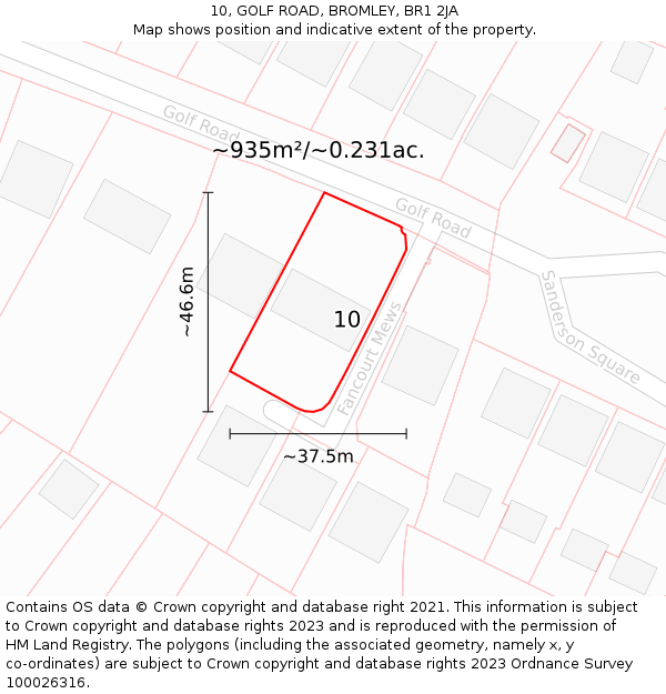 10, GOLF ROAD, BROMLEY, BR1 2JA: Plot and title map