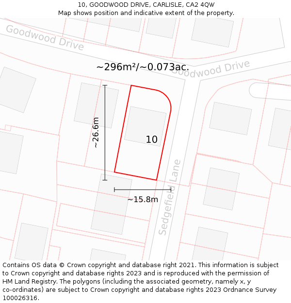 10, GOODWOOD DRIVE, CARLISLE, CA2 4QW: Plot and title map