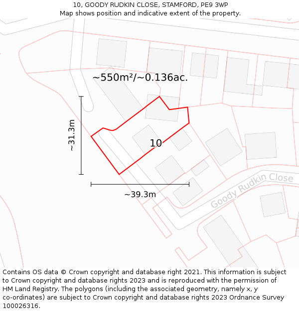 10, GOODY RUDKIN CLOSE, STAMFORD, PE9 3WP: Plot and title map