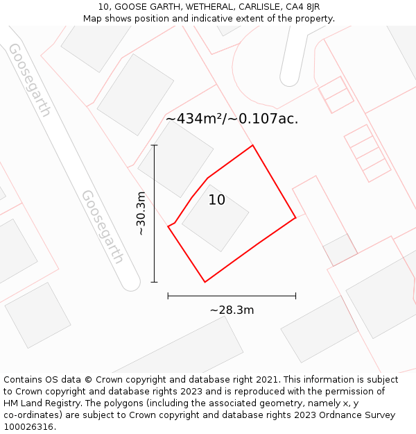 10, GOOSE GARTH, WETHERAL, CARLISLE, CA4 8JR: Plot and title map