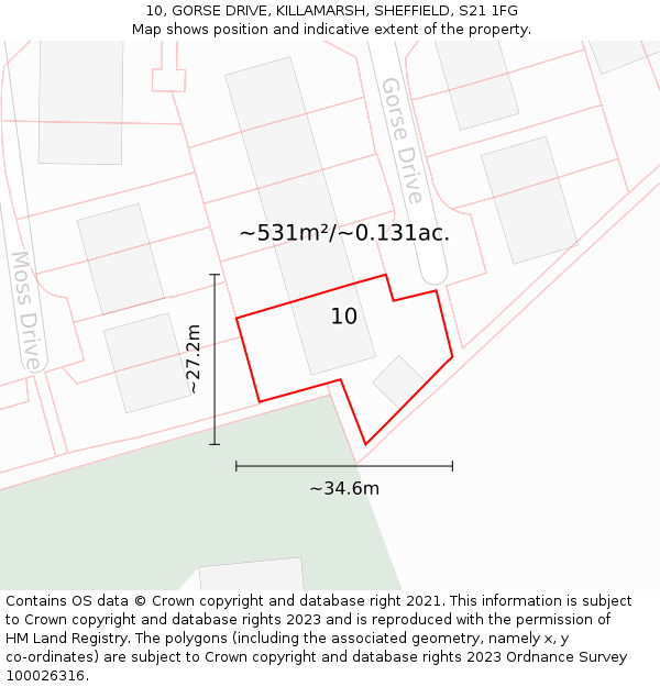 10, GORSE DRIVE, KILLAMARSH, SHEFFIELD, S21 1FG: Plot and title map