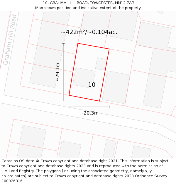 10, GRAHAM HILL ROAD, TOWCESTER, NN12 7AB: Plot and title map